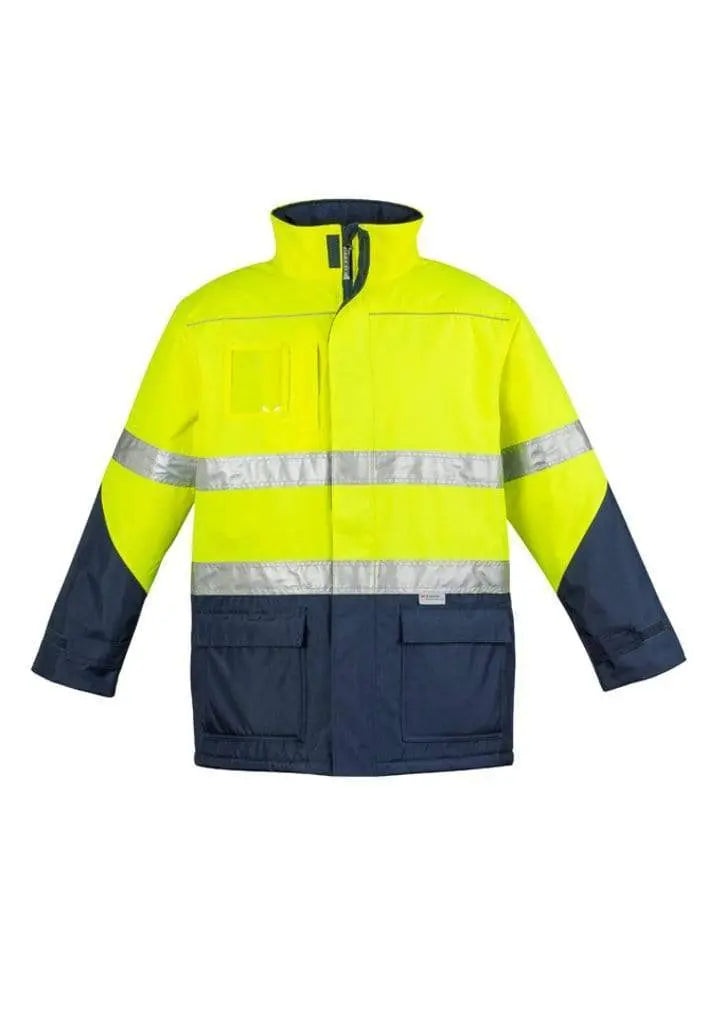 SYZMIK Men’s Hi Vis Storm Jacket ZJ350 Work Wear Syzmik Yellow/Navy XXS